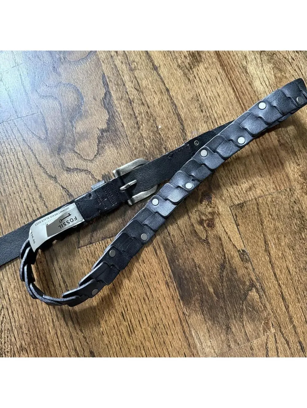 🖤 Fossil Grommet Weave Leather Belt